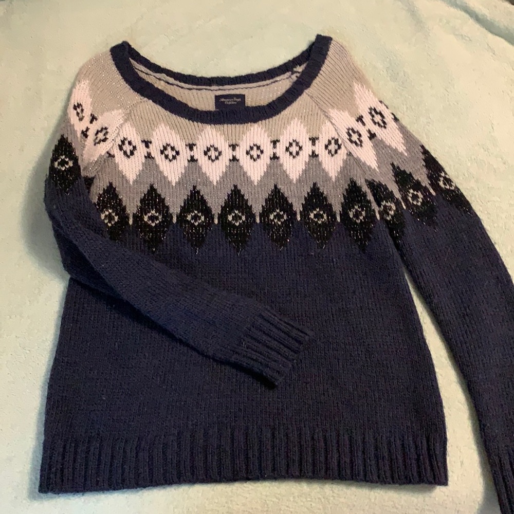 American eagle sweater with sparkly accent thread